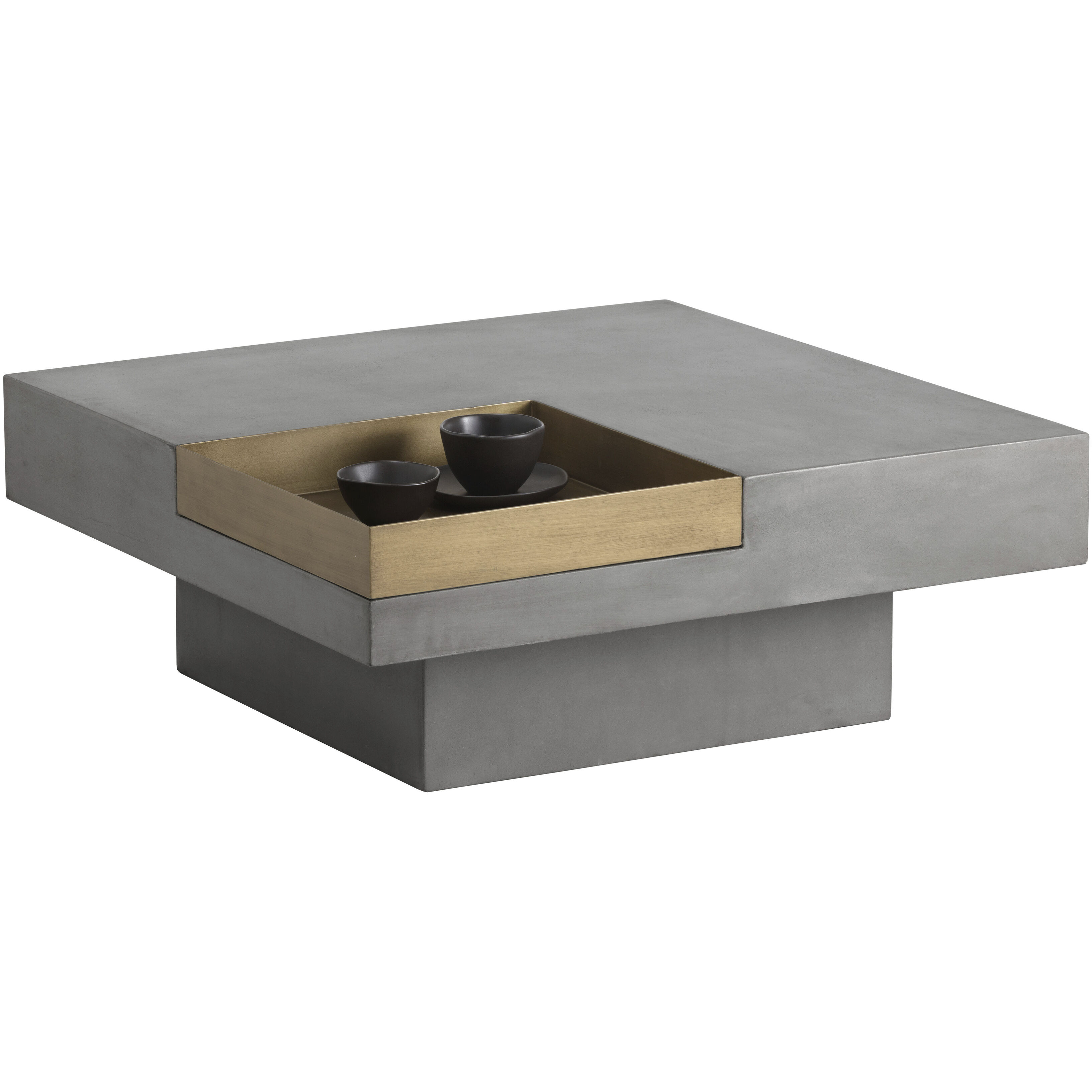 Quill 35 X 35 inch Grey / Antique Brass Coffee Table